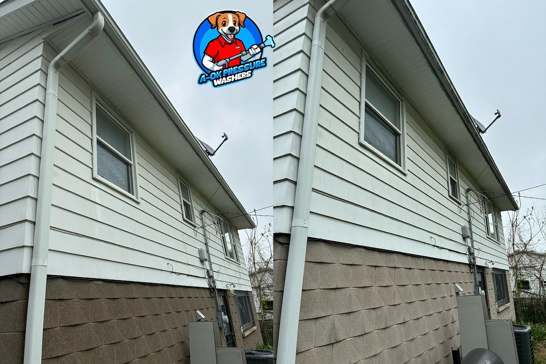 Full Exterior Cleaning Transformation – House Wash, Gutter Brightening, and Concrete