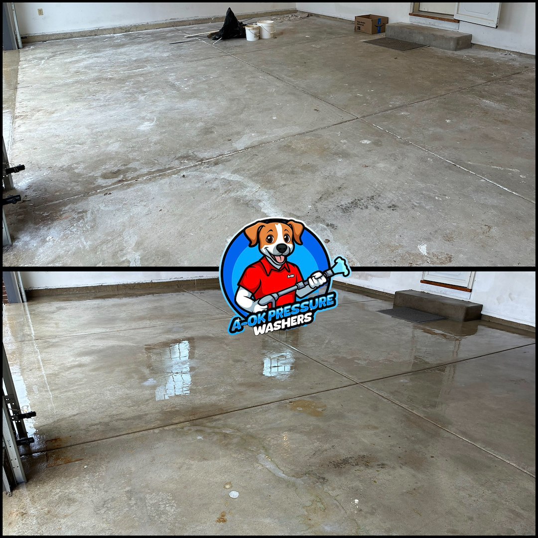 Garage Floor Pressure Washing Construction Cleanup in Valparaiso Indiana | A-Ok Pressure Washers